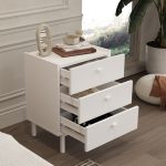 Robinhome Rhode Komodin 3 Çekmeceli Ahşap Ayaklı Beyaz - Görsel 3