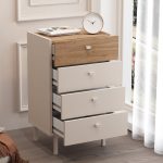 Robinhome Rhode Şifonyer 4 Çekmeceli Ahşap Ayaklı Kumsal-Sepet - Görsel 3