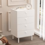 Robinhome Rhode Şifonyer 4 Çekmeceli Ahşap Ayaklı Beyaz