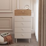 Robinhome Rhode Şifonyer 5 Çekmeceli Ahşap Ayaklı Kumsal-Sepet - Görsel 2