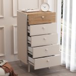 Robinhome Rhode Şifonyer 5 Çekmeceli Ahşap Ayaklı Kumsal-Sepet - Görsel 3