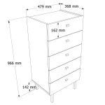 Robinhome Rhode Şifonyer 5 Çekmeceli Ahşap Ayaklı Kumsal-Sepet - Görsel 4