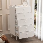 Robin Home Rhode Şifonyer 5 Çekmeceli Ahşap Ayaklı Beyaz - Görsel 3