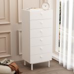 Robin Home Rhode Şifonyer 6 Çekmeceli Ahşap Ayaklı Beyaz