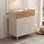 Robin Home Rhode Geniş Şifonyer 4 Çekmeceli Ahşap Ayaklı Kumsal-Sepet