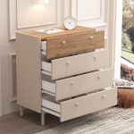 Robin Home Rhode Geniş Şifonyer 4 Çekmeceli Ahşap Ayaklı Kumsal-Sepet - Görsel 3