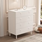 Robin Home Rhode Geniş Şifonyer 4 Çekmeceli Ahşap Ayaklı Beyaz