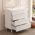 Robin Home Rhode Geniş Şifonyer 4 Çekmeceli Ahşap Ayaklı Beyaz - Görsel 3