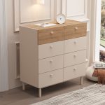 Robin Home Rhode Geniş Şifonyer 8 Çekmeceli Ahşap Ayaklı Kumsal-Sepet