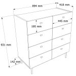 Robin Home Rhode Geniş Şifonyer 8 Çekmeceli Ahşap Ayaklı Kumsal-Sepet - Görsel 4