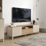 Robin Home Urban Tv Ünitesi Sehpası 2 Kapaklı 2 Çekmeceli Ahşap Ayaklı 180cm Kumsal-Sepet - Görsel 2