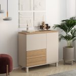 Robin Home Urban Çok Amaçlı Dolap Ahşap Ayaklı 2 Kapaklı 2 Çekmeceli Kumsal-Sepet - Görsel 2