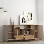 Robin Home Urban Konsol 4 Kapaklı 2 Çekmeceli Ahşap Ayaklı 180cm Kumsal-Sepet - Görsel 3