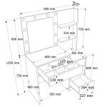 Robin Home Hollywood Makyaj Masası 4 Çekmeceli Düzenleyici Hollywood Led Işıklı Raflı Beyaz - Görsel 7