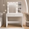 Robin Home Hollywood Makyaj Masası Çekmeceli Düzenleyici Hollywood Led Işıklı Raflı Beyaz