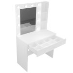 Robin Home Hollywood Makyaj Masası Çekmeceli Düzenleyici Hollywood Led Işıklı Raflı Beyaz - Görsel 5