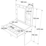 Robin Home Hollywood Makyaj Masası Çekmeceli Düzenleyici Hollywood Led Işıklı Raflı Beyaz - Görsel 6
