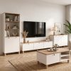 Robin Home Alaska Tv Ünitesi Orta Sehpa Kitaplık Konsol Ahşap Ayaklı 4'lü Set Ahşap-Beyaz