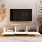 Robin Home Alaska Tv Ünitesi Orta Sehpa Kitaplık Konsol Ahşap Ayaklı 4'lü Set Ahşap-Beyaz - Görsel 2