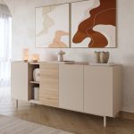 Robin Home Luka Konsol 4 Kapaklı Raflı Ahşap Ayaklı 180cm Kumsal-Sepet