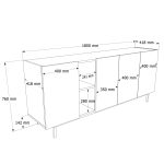 Robin Home Luka Konsol 4 Kapaklı Raflı Ahşap Ayaklı 180cm Kumsal-Sepet - Görsel 4