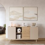 Robin Home Luka Konsol 3 Kapaklı Raflı Ahşap Ayaklı 150cm Kumsal-Sepet