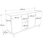 Robin Home Luka Konsol 3 Kapaklı Raflı Ahşap Ayaklı 150cm Kumsal-Sepet - Görsel 4