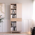 Robin Home Luka Kitaplık Raf Ahşap Ayaklı 189cm 2 Kapaklı Çekmeceli Kumsal-Sepet - Görsel 2