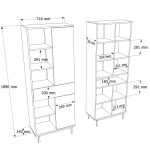 Robin Home Luka Kitaplık Raf Ahşap Ayaklı 189cm 2 Kapaklı Çekmeceli Kumsal-Sepet - Görsel 4